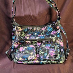 LUG Zipliner Convertible Hobo Bag Bloom Black